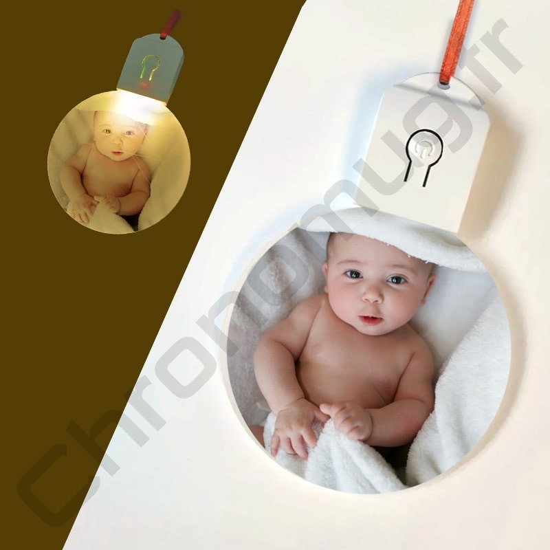 Boule de Noël personnalisée en acrylique avec éclairage LED RGB