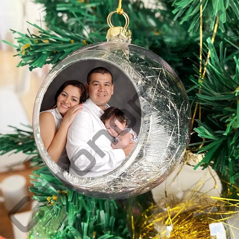 Boule de Noël personnalisée avec photo réalisée en 30 minutes