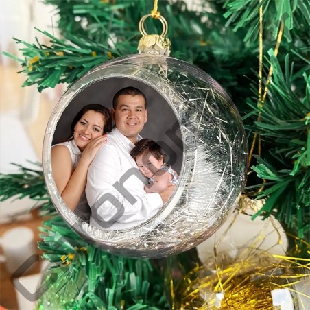 Boule de Noël personnalisée avec photo réalisée en 30 minutes