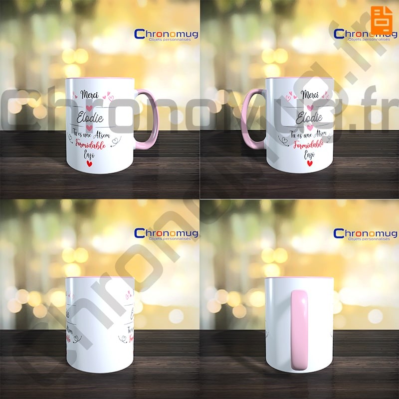 Mug rose remerciement Atsem