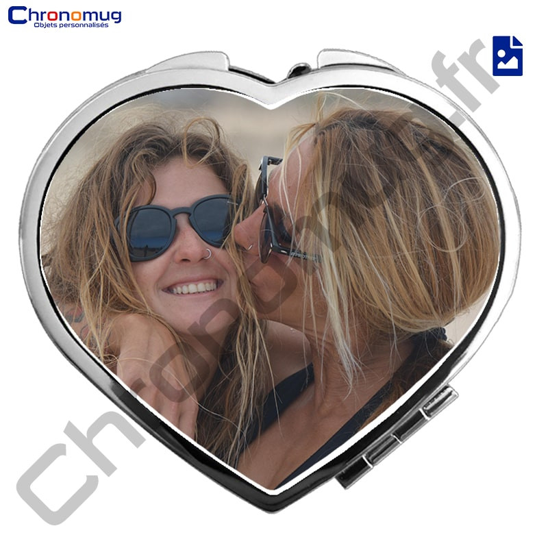 miroir de poche personnalisé avec photo , texte, logo