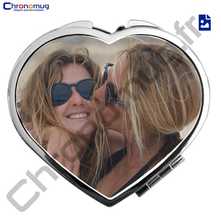 miroir de poche personnalisé avec photo , texte, logo