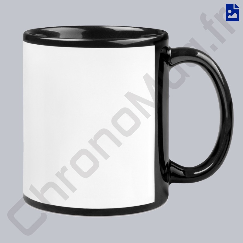 Mug noir personnalisé dans notre atelier de Lyon en moins de 30 minutes