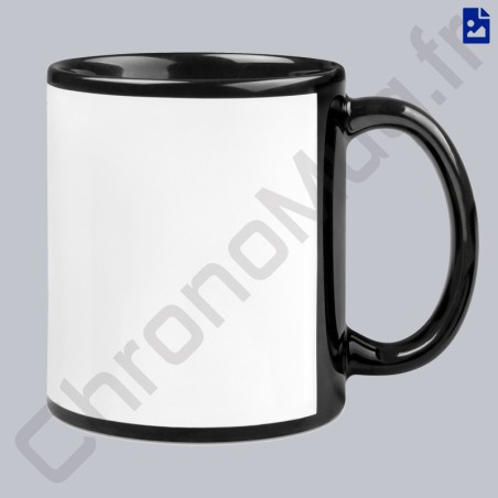 Mug noir personnalisé dans notre atelier de Lyon en moins de 30 minutes