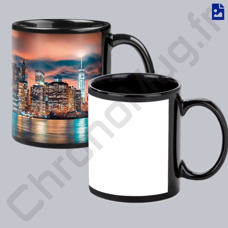 Mug noir personnalisé dans notre atelier de Lyon en moins de 30 minutes